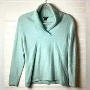 Prive Mint Green 100% Cashmere Shawl Collar Long Sleeve Sweater Size Large
